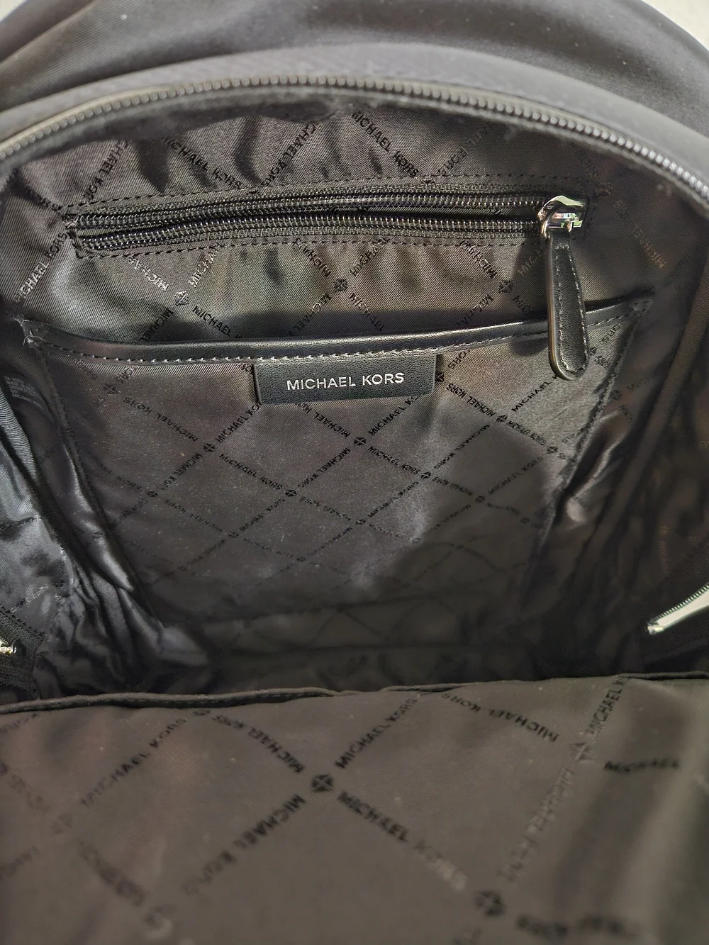 Michael Kors Black Nylon Logo Accent Backpack